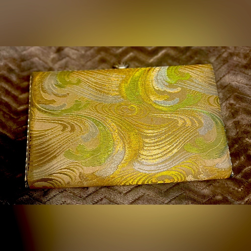VTG Kyoto Japanese Kimono Kitsuke Style Brocade Beautiful Green Clutch Bag